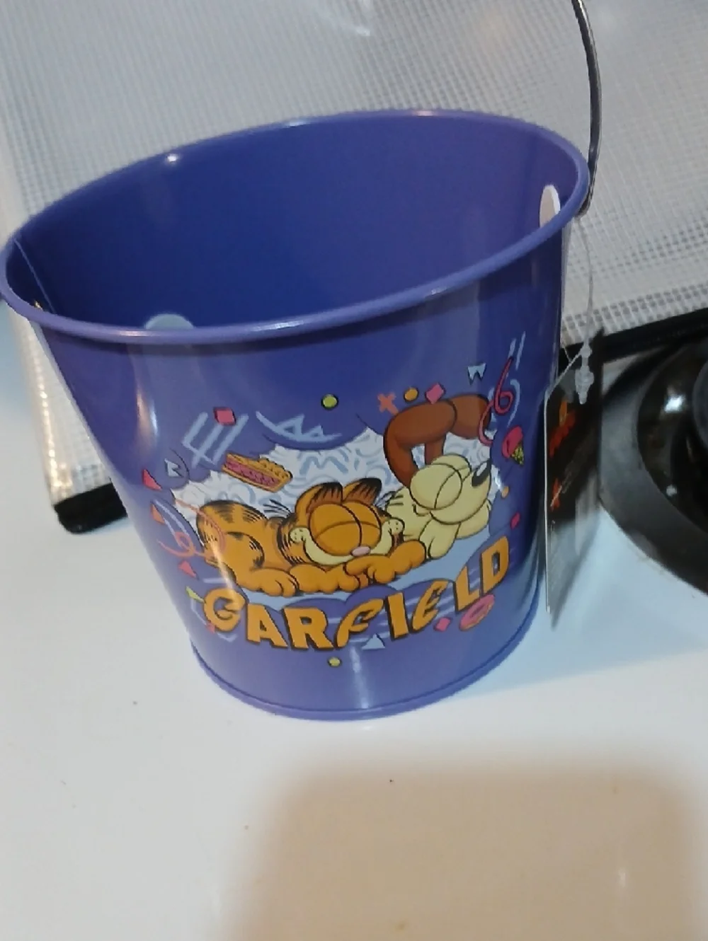 Garfield Purple Tin Pail Bucket with Handle - Licensed Party Favor